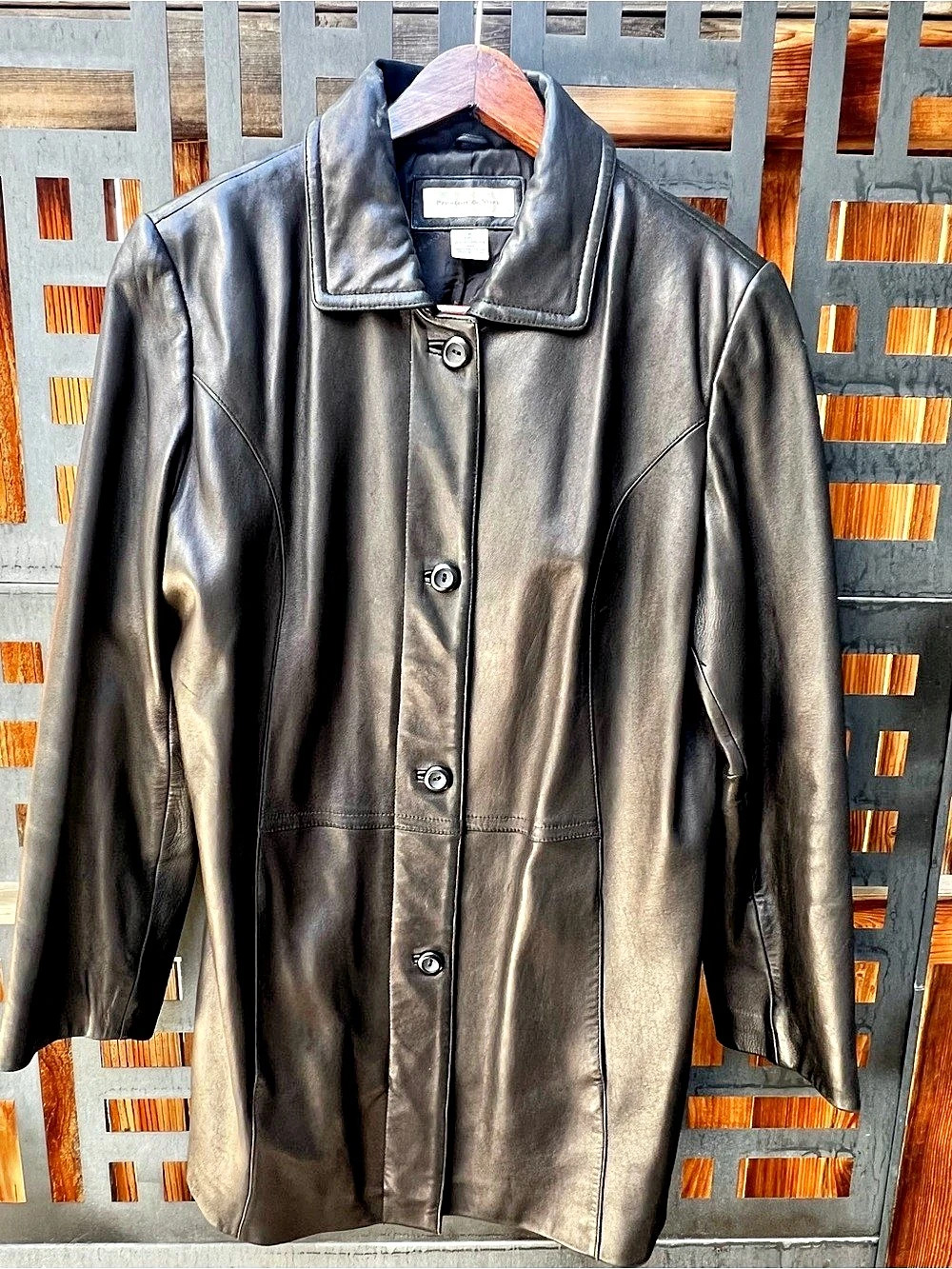Preston & York Black Genuine Lambskin Leather Coat Jacket Size M